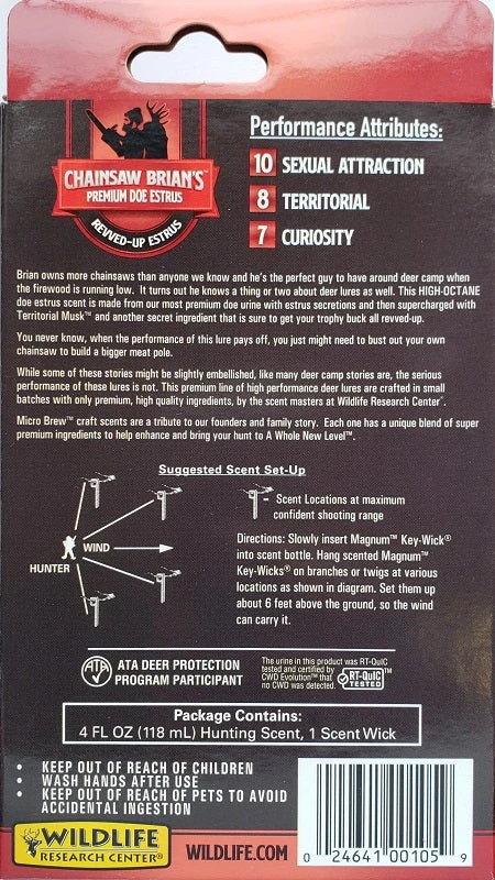 Wildlife Research Chainsaw Brian’s Premium Doe Estrus Scent 4oz 105 Game Scents & Covers Wildlife Research Chainsaw Brian’s Premium Doe Estrus Scent 4oz 105 Game Scents & Covers