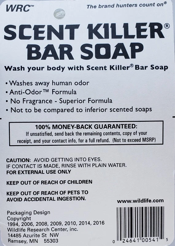 Hunting Wildlife Research Scent Killer Bar Soap Anti-Odor Unscented 4.5oz 541 4 Hunting Wildlife Research Scent Killer Bar Soap Anti-Odor Unscented 4.5oz 541