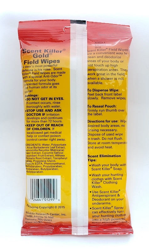 Hunting Wildlife Research Scent Killer Gold Field Wipes 24pk 1295 4 Hunting Wildlife Research Scent Killer Gold Field Wipes 24pk 1295