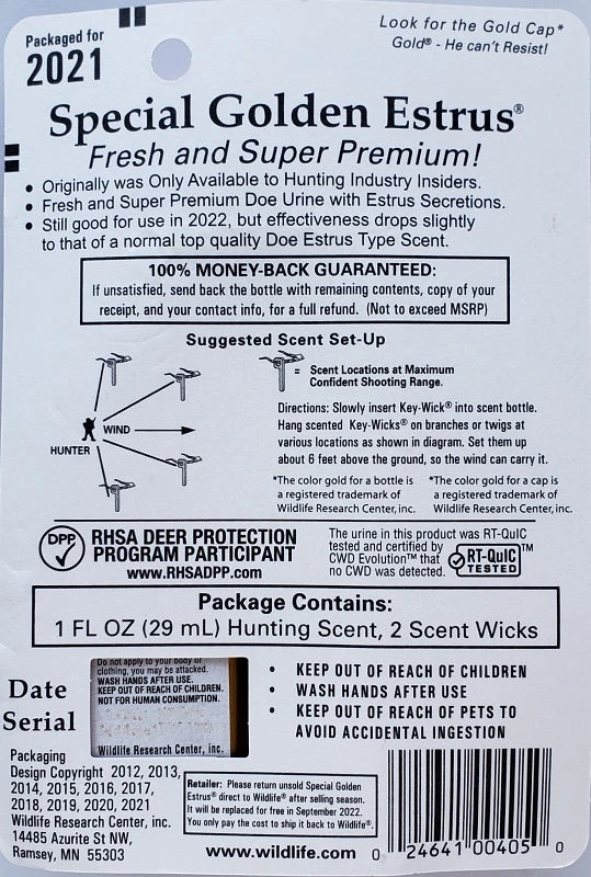 Wildlife Research Special Golden Estrus 1oz 405 4 Wildlife Research Special Golden Estrus 1oz 405
