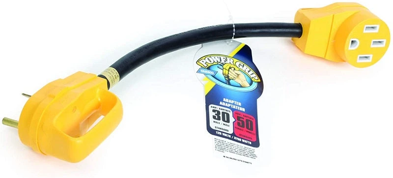 Camco 30AM/50AF Power Grip 18" Dogbone - 90M/90F 125V/3750W Adapter 55185 RV And Camping 3 Camco 30AM/50AF Power Grip 18" Dogbone - 90M/90F 125V/3750W Adapter 55185 RV And Camping