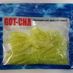 Sea Striker Got-Cha Curltail Grub Chartreuse/Silver Flake 4" 20pk
