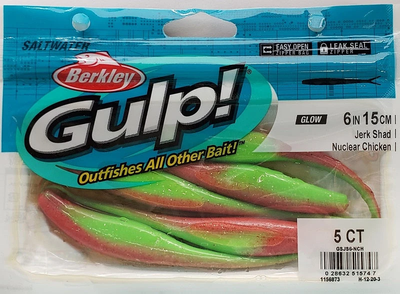 Lures & Bait Berkley Gulp! Jerk Shad Nuclear Chicken 6" 5pk Lures & Bait Berkley Gulp! Jerk Shad Nuclear Chicken 6" 5pk