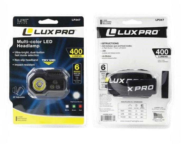 Lux-Pro Ultra-Bright LED Headlamp 400 Lumens LP347 8 Lux-Pro Ultra-Bright LED Headlamp 400 Lumens LP347