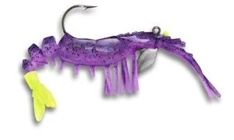 Lures & Bait Vudu Shrimp Purple/Chartreuse 3-1/4" 2pk 3 Lures & Bait Vudu Shrimp Purple/Chartreuse 3-1/4" 2pk